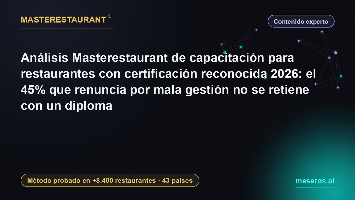 Análisis Masterestaurant de capacitación para restaurantes con certificación reconocida 2026: el 45% que renuncia por mala gestión no se retiene con un diploma — Masterestaurant