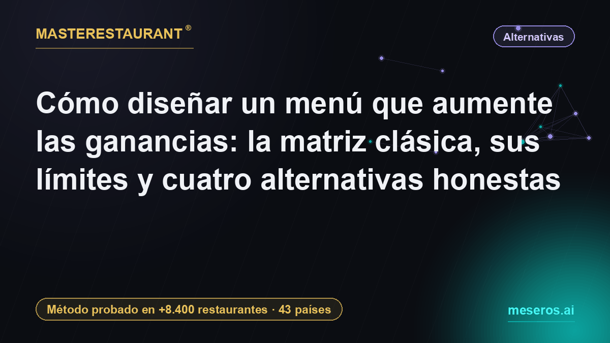 Cómo diseñar un menú que aumente las ganancias: la matriz clásica, sus límites y cuatro alternativas honestas — Masterestaurant