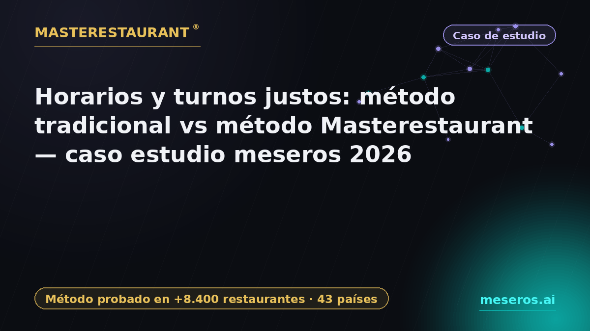 Horarios y turnos justos: método tradicional vs método Masterestaurant — caso estudio meseros 2026 — Masterestaurant