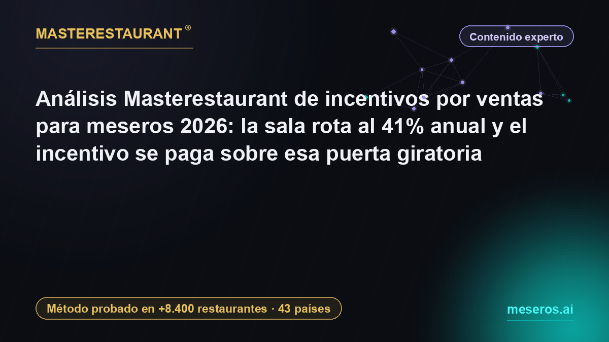 Análisis Masterestaurant de incentivos por ventas para meseros 2026: la sala rota al 41% anual y el incentivo se paga sobre esa puerta giratoria — Masterestaurant