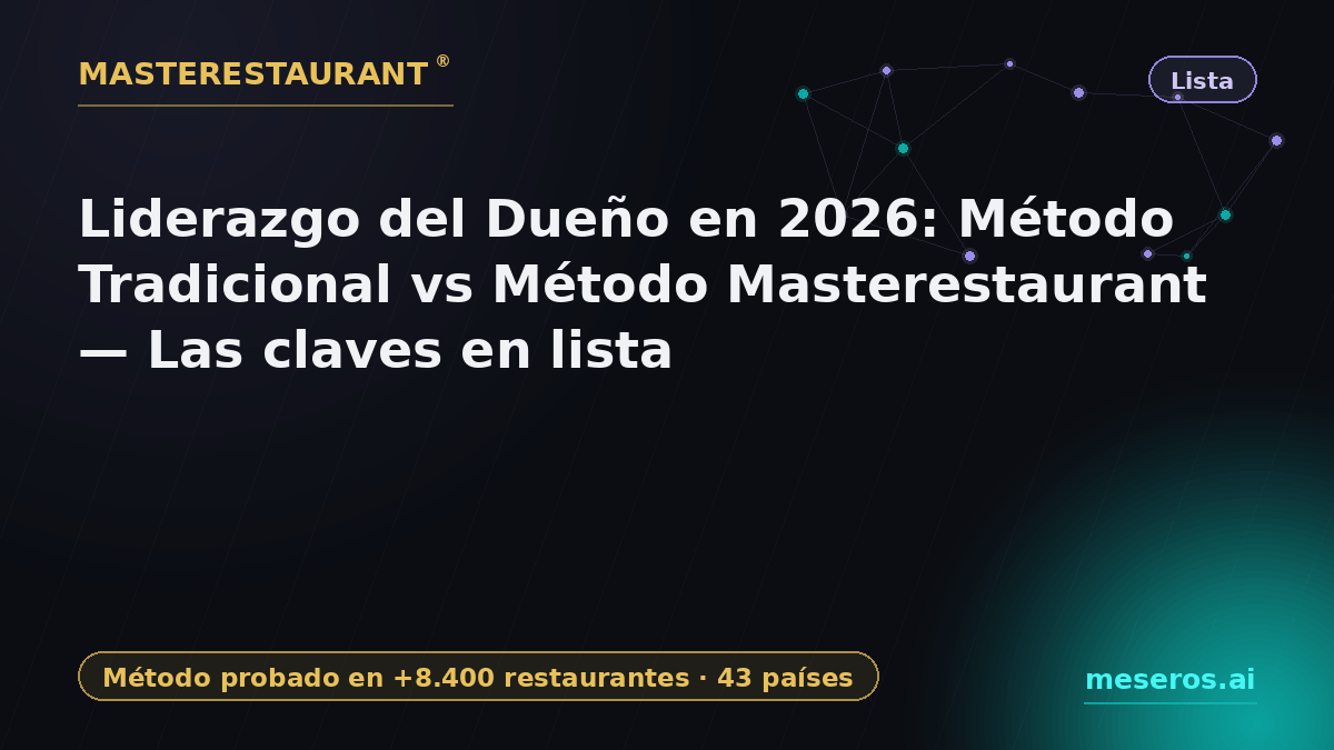 Liderazgo del Dueño en 2026: Método Tradicional vs Método Masterestaurant — Las claves en lista — Masterestaurant