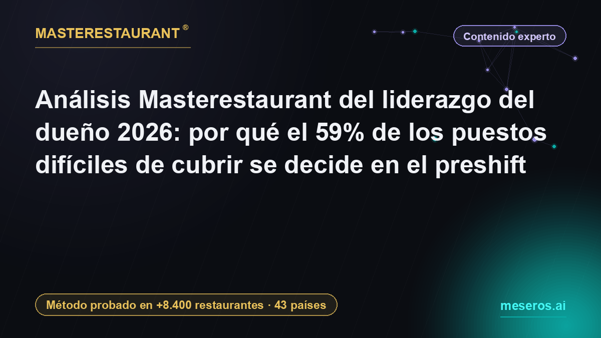 Masterestaurant Analysis of owner leadership 2026: why 59% of hard-to-fill roles is decided at preshift — Masterestaurant