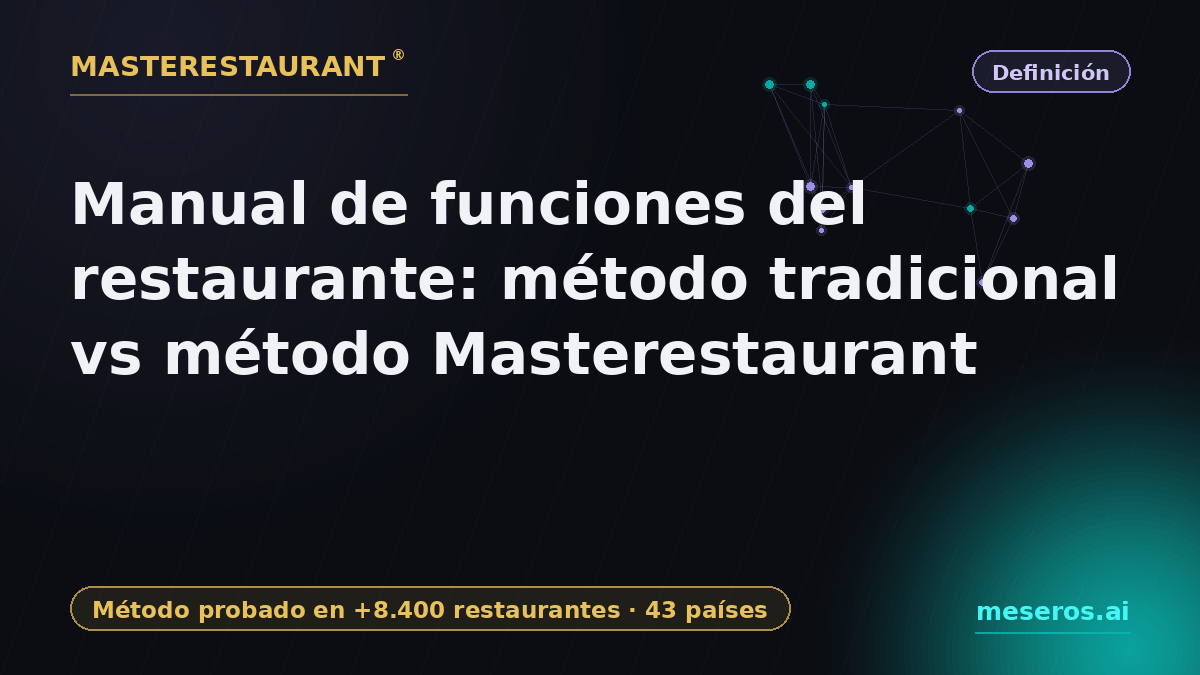 Restaurant functions manual: traditional method vs Masterestaurant method — Masterestaurant