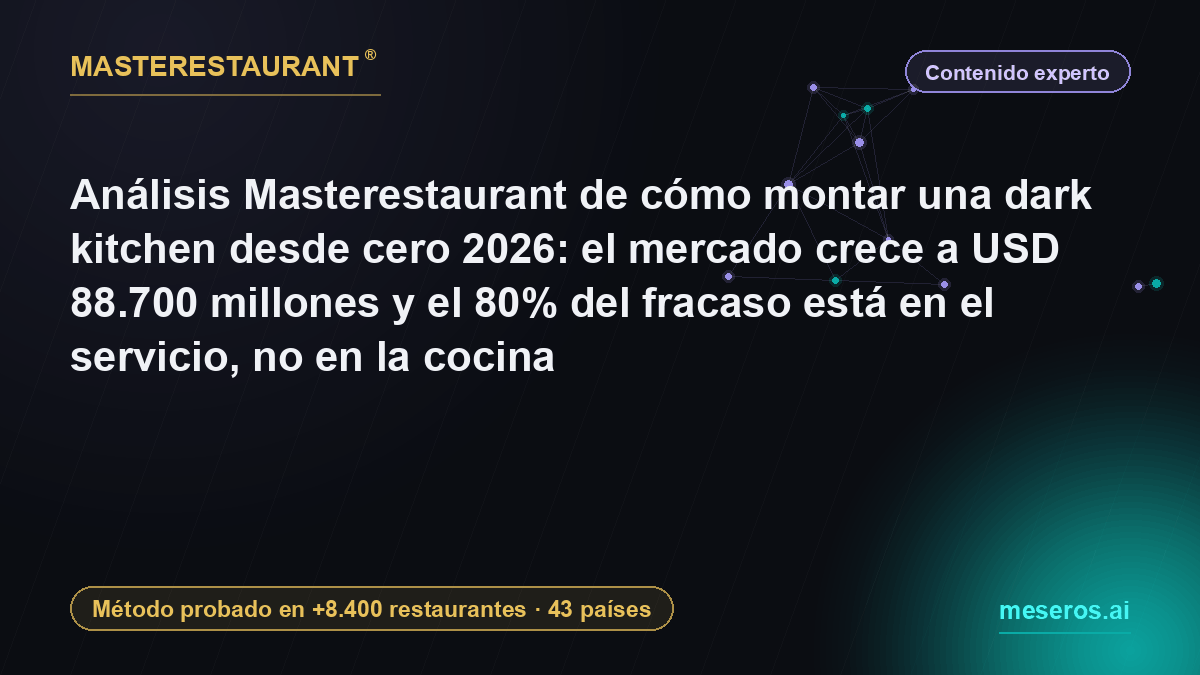 Análisis Masterestaurant de cómo montar una dark kitchen desde cero 2026: el mercado crece a USD 88.700 millones y el fracaso está en el servicio — Masterestaurant