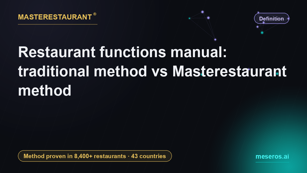 Restaurant functions manual: traditional method vs Masterestaurant method — Masterestaurant