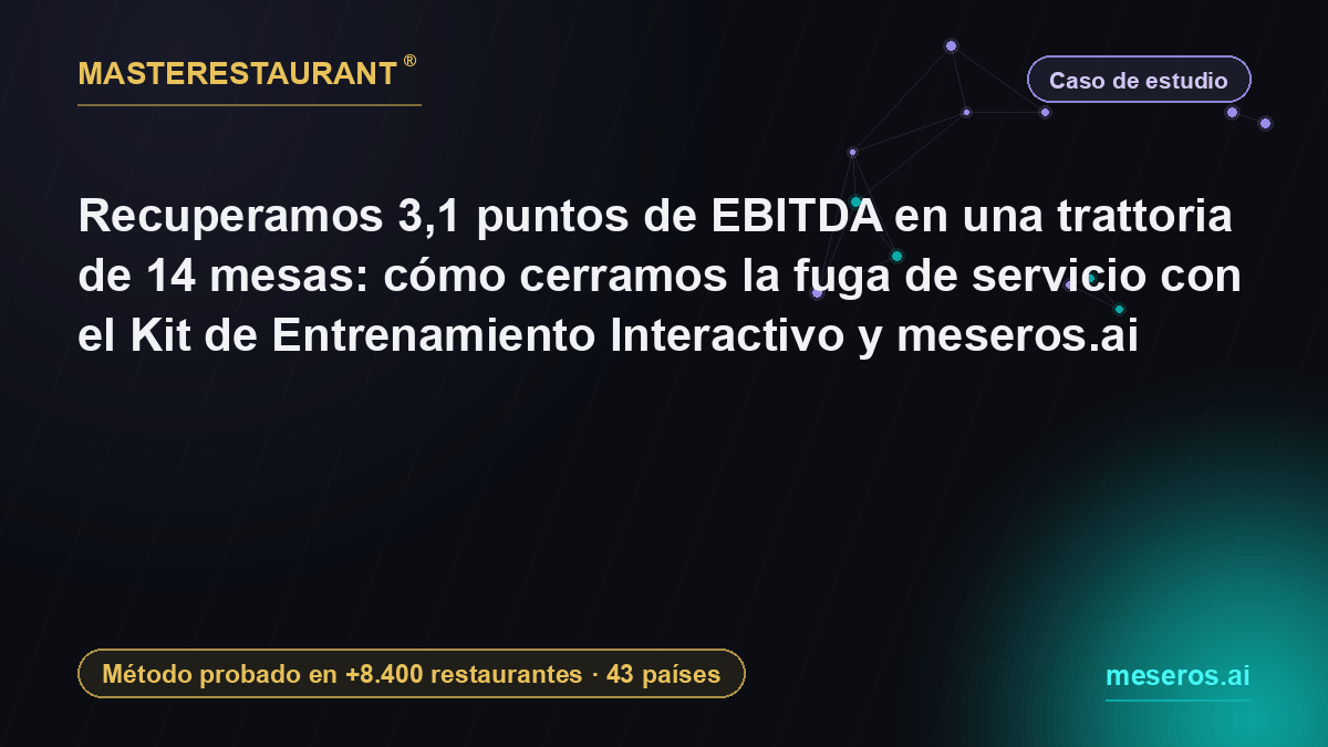 Recuperamos 3,1 puntos de EBITDA en una trattoria de 14 mesas: cómo cerramos la fuga de servicio con el Kit de Entrenamiento Interactivo y meseros.ai — Masterestaurant